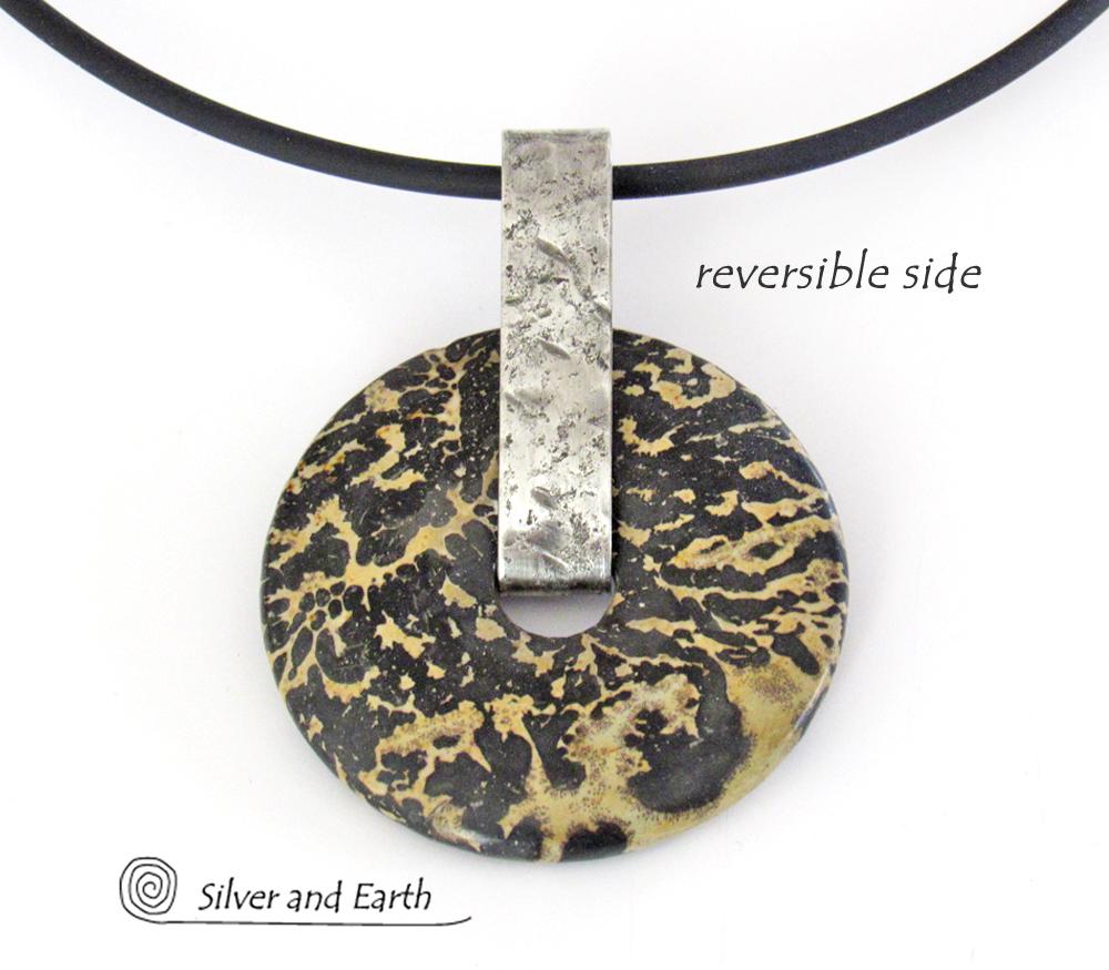 Artistic Jasper Sterling Silver Pendant Necklace - Unisex Jewelry for Men or Women