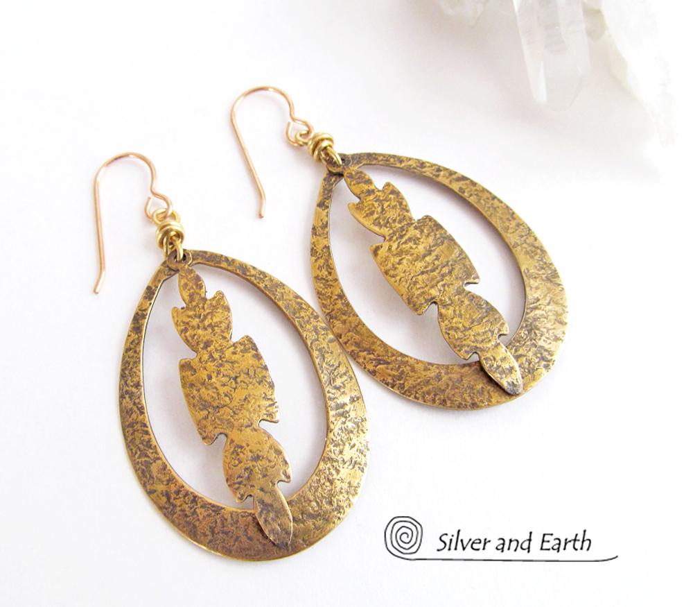 Gold Brass Hoop Earrings - Modern Boho Chic Jewelry