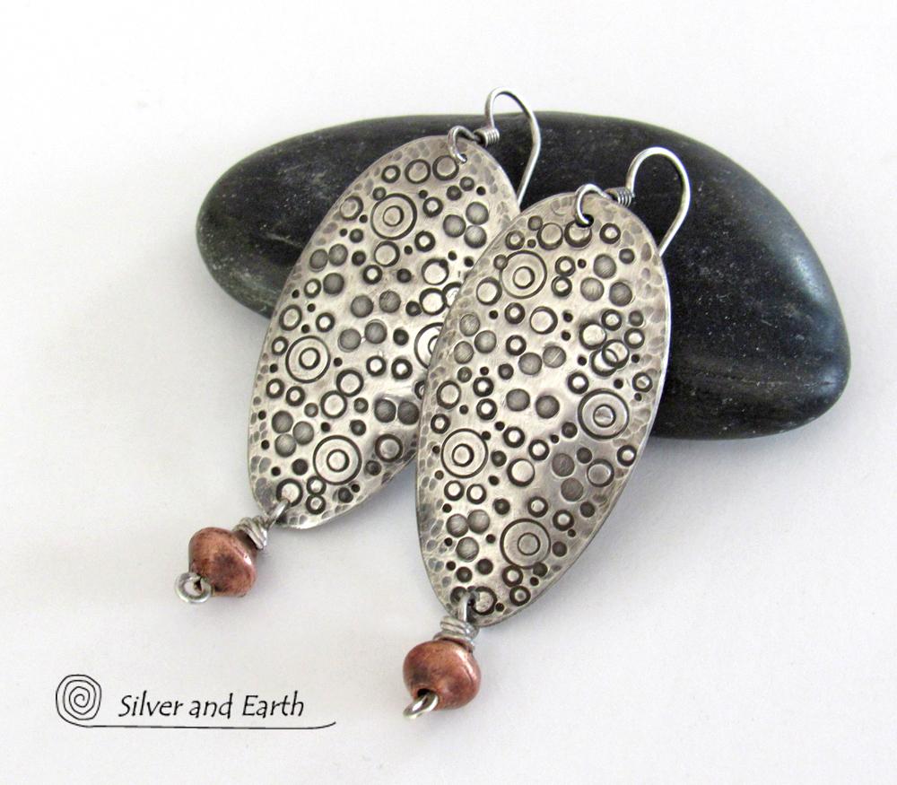 Sterling Silver Earrings with Intricate Textured Design - Unique Handcrafted Silver Jewelry