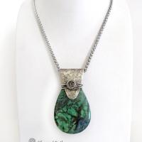 Blue Green Chrysocolla Sterling Silver Necklace - Unique One of a Kind Natural Gemstone Jewelry 