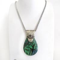 Blue Green Chrysocolla Sterling Silver Necklace - Unique One of a Kind Natural Gemstone Jewelry 