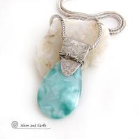 Mint Green Moonstone Sterling Silver Necklace - Unique One of a Kind Natural Stone Jewelry