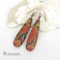 Long Red Creek Jasper Earrings - Earthy Natural Stone Jewelry