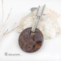 Stromatolite Fossil Sterling Silver Necklace - Artisan Handcrafted Earthy Natural Fossil Stone Jewelry