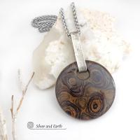 Stromatolite Fossil Sterling Silver Necklace - Artisan Handcrafted Earthy Natural Fossil Stone Jewelry