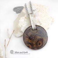 Stromatolite Fossil Sterling Silver Necklace - Artisan Handcrafted Earthy Natural Fossil Stone Jewelry