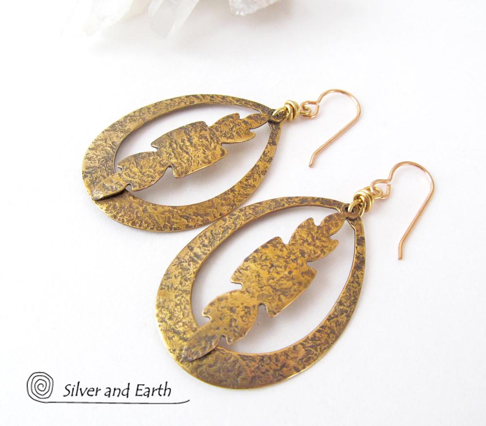 Gold Brass Hoop Earrings - Modern Boho Chic Jewelry
