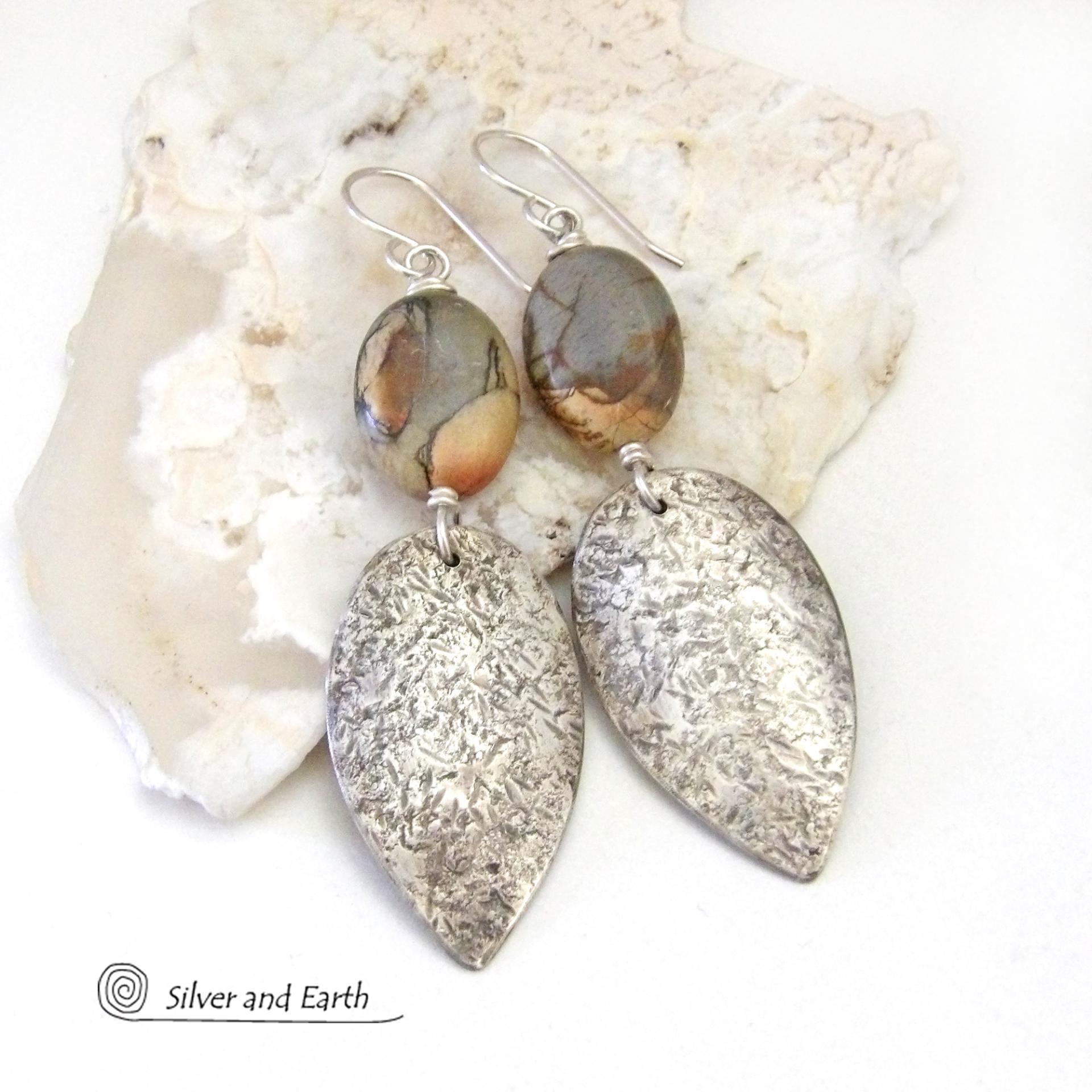 Picasso Jasper Sterling Silver Earrings - Natural Stone & Silver Jewelry