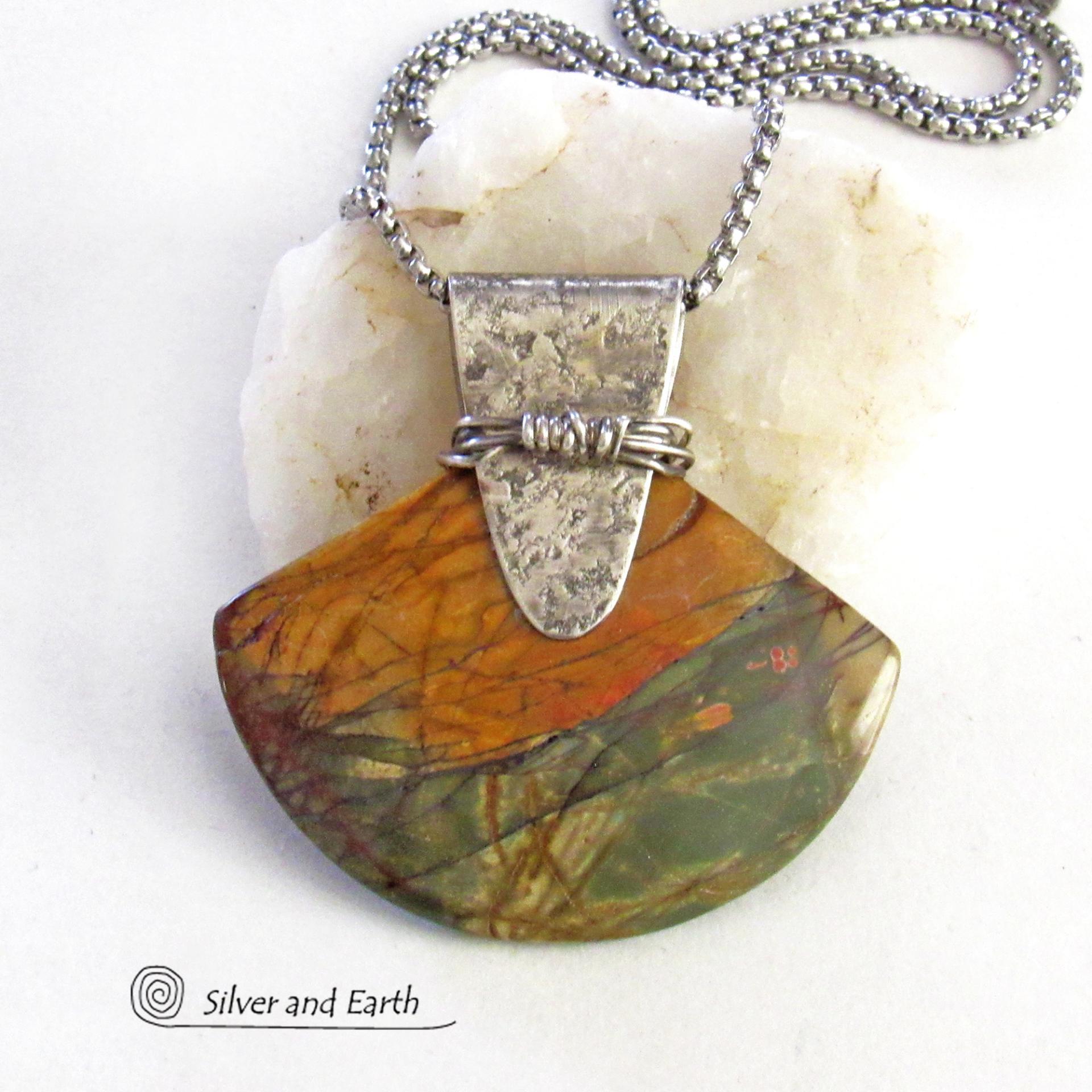 Red Creek Jasper Sterling Silver Necklace - Handmade One of a Kind Natural Stone Jewelry